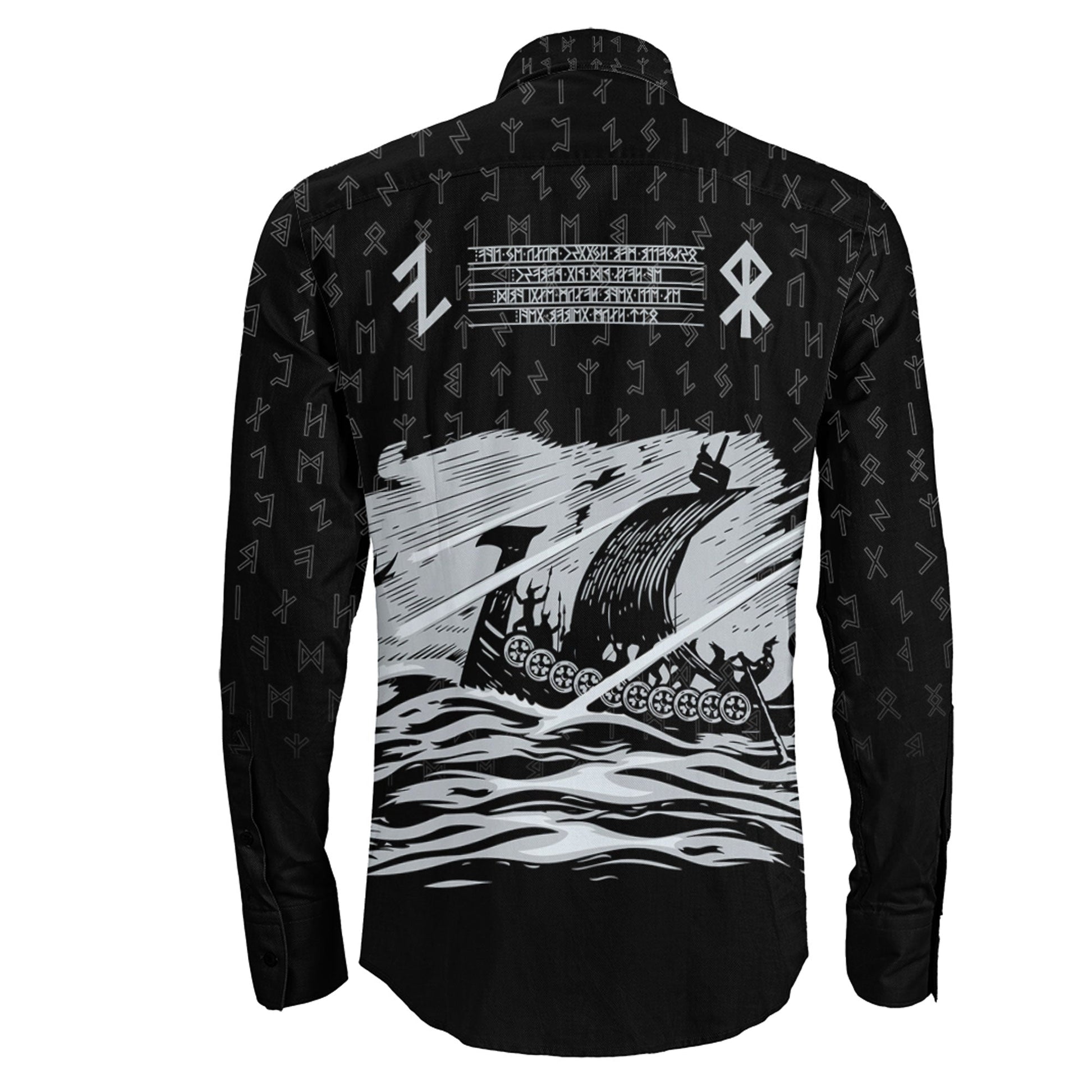 VikingStyle Clothing -Viking Drakkar Vintage Long Sleeve Button Shirt