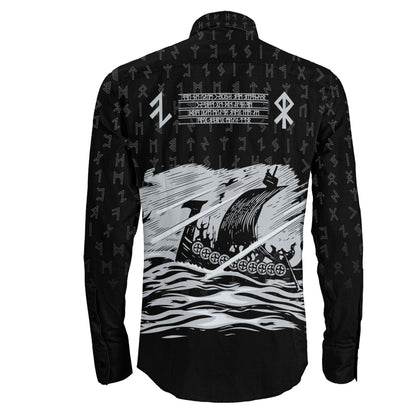 VikingStyle Clothing -Viking Drakkar Vintage Long Sleeve Button Shirt