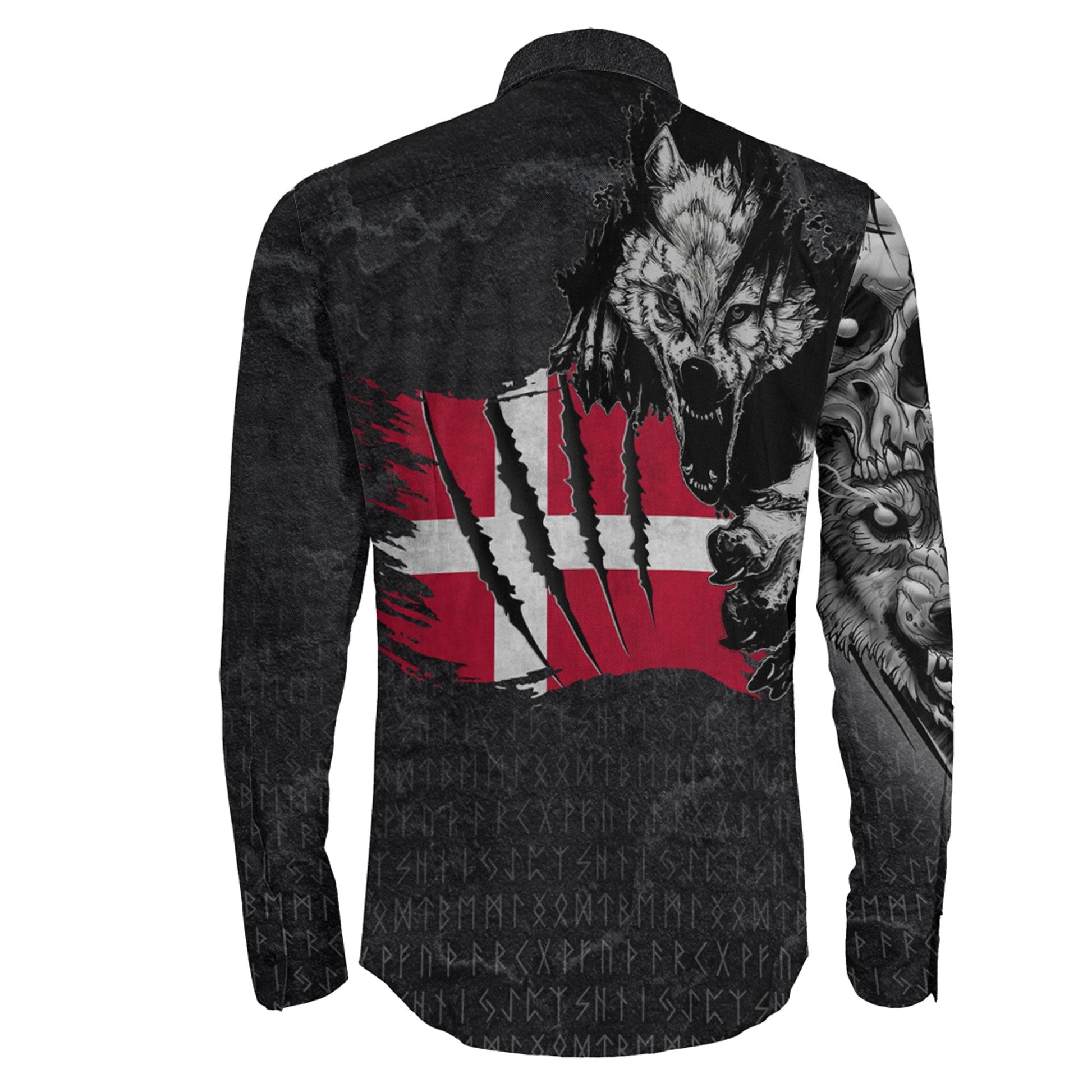 Denmark Wolf Viking Long Sleeve Button Shirt