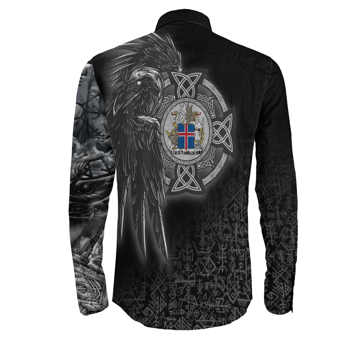 Iceland Raven Viking Long Sleeve Button Shirt