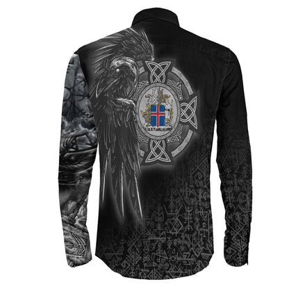 Iceland Raven Viking Long Sleeve Button Shirt