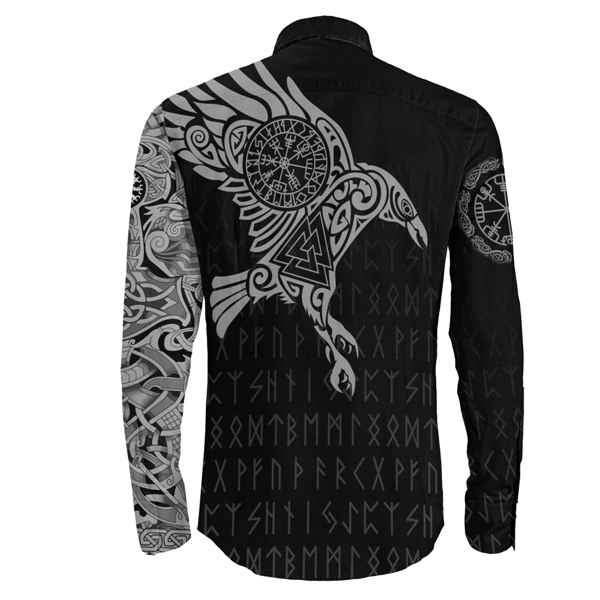 Long Sleeve Button Shirt - The Raven Of Odin Tattoo Special Version 