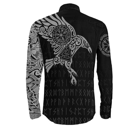 Long Sleeve Button Shirt - The Raven Of Odin Tattoo Special Version 