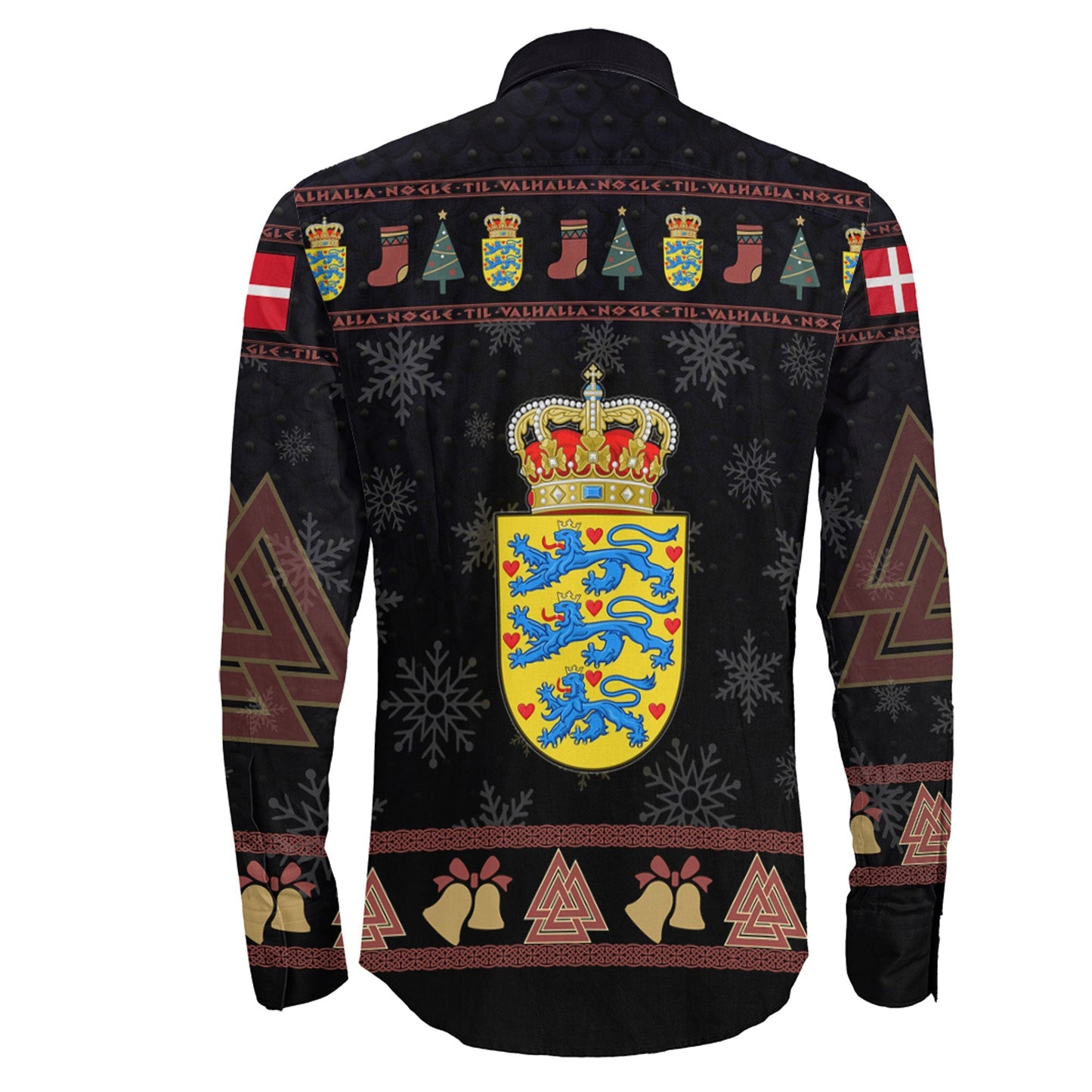 Denmark Viking Santa Long Sleeve Button Shirt