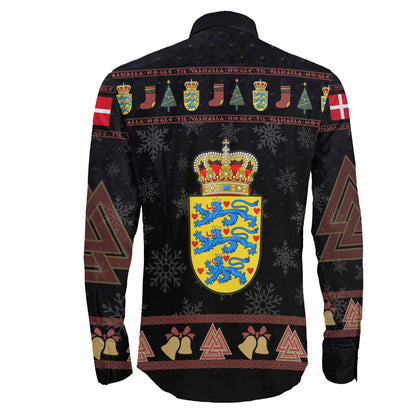 Denmark Viking Santa Long Sleeve Button Shirt