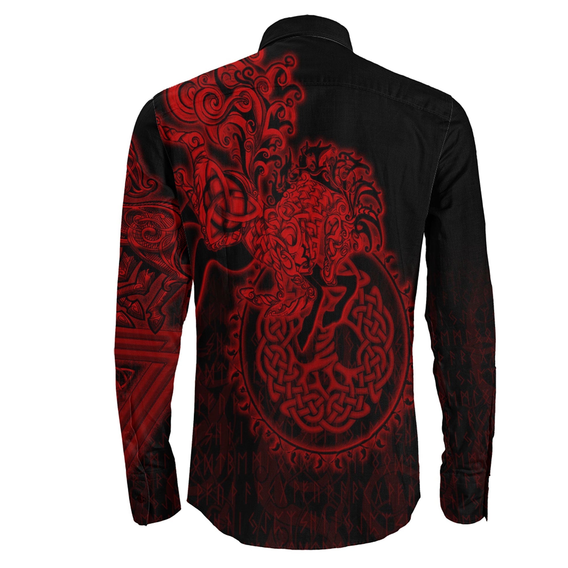 Sleipnir Red Viking Long Sleeve Button Shirt