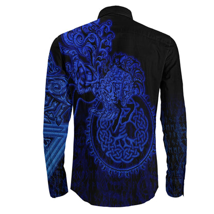 Sleipnir Blue Viking Long Sleeve Button Shirt