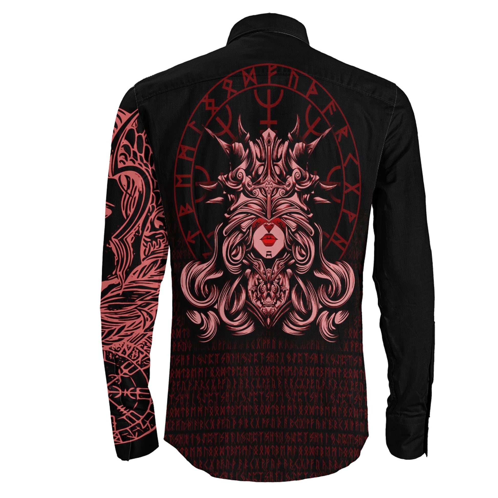 The Valkyries Viking Red Long Sleeve Button Shirt