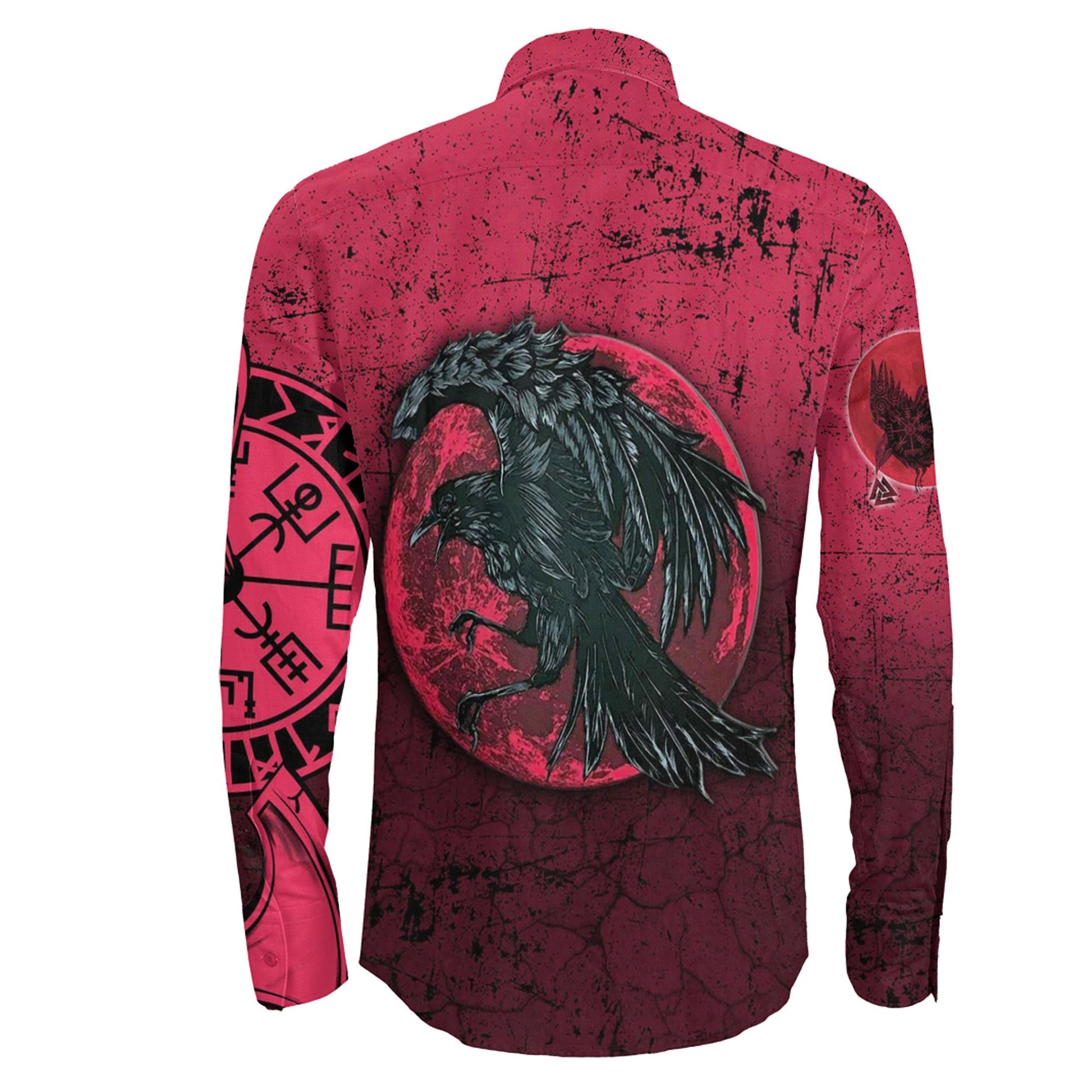 Raven Blood Moon Long Sleeve Button Shirt