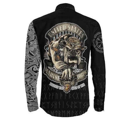 Long Sleeve Button Shirt - The Raven Of Odin Tattoo Army 
