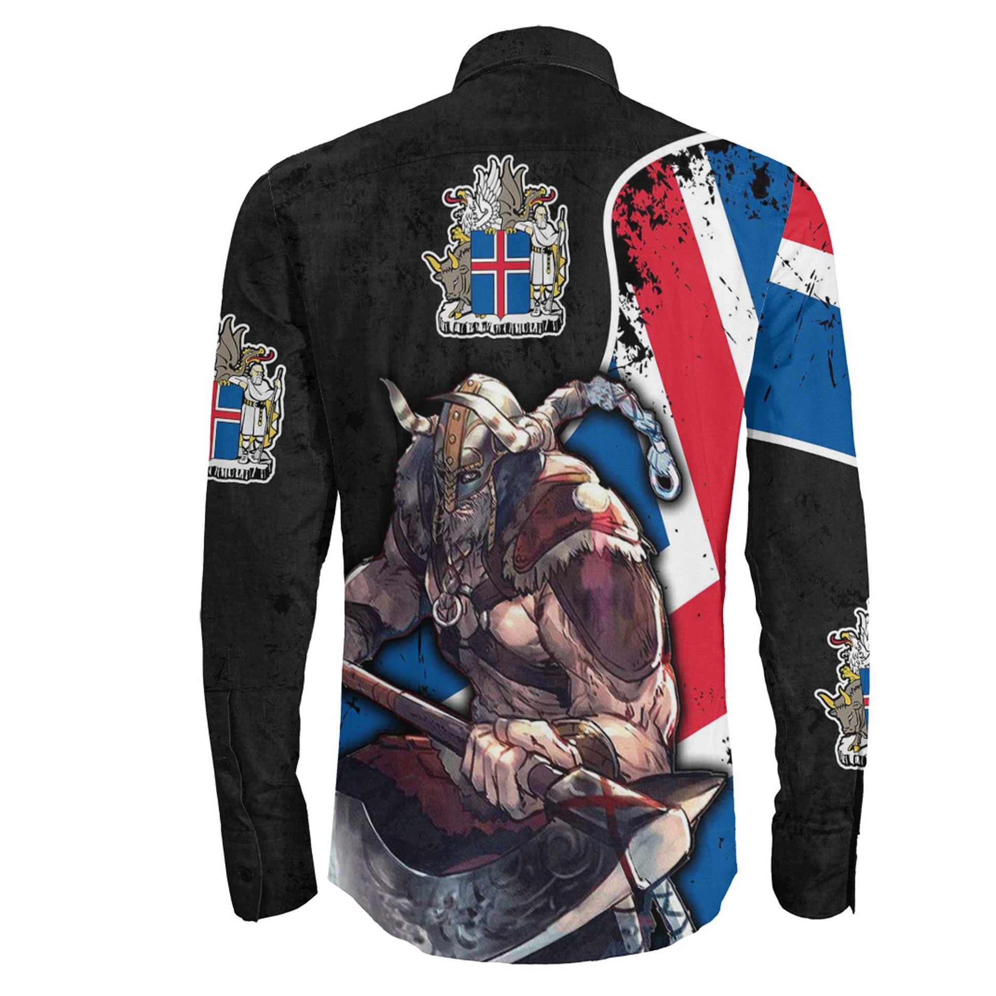VikingStyle Clothing -Iceland Warriors Brush Style Long Sleeve Button Shirt