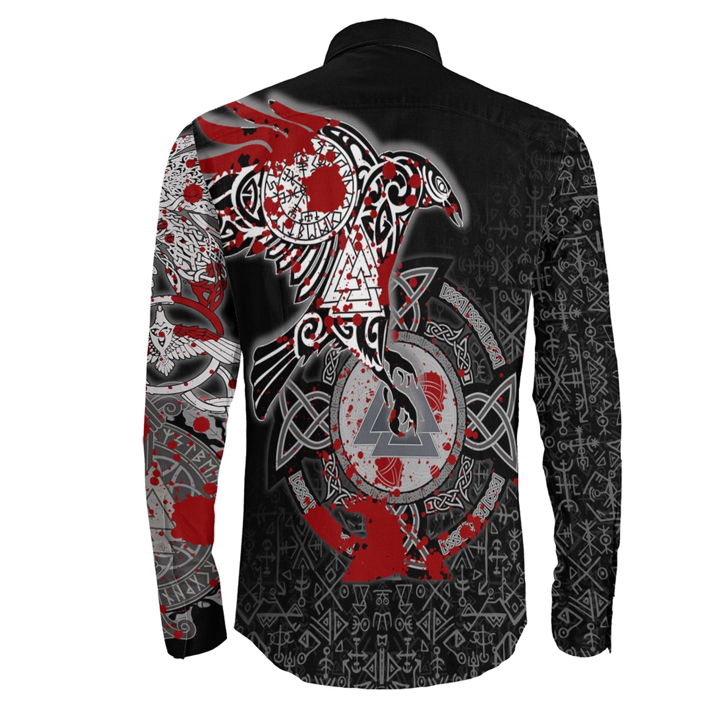 Raven Celtic Blood Viking Long Sleeve Button Shirt