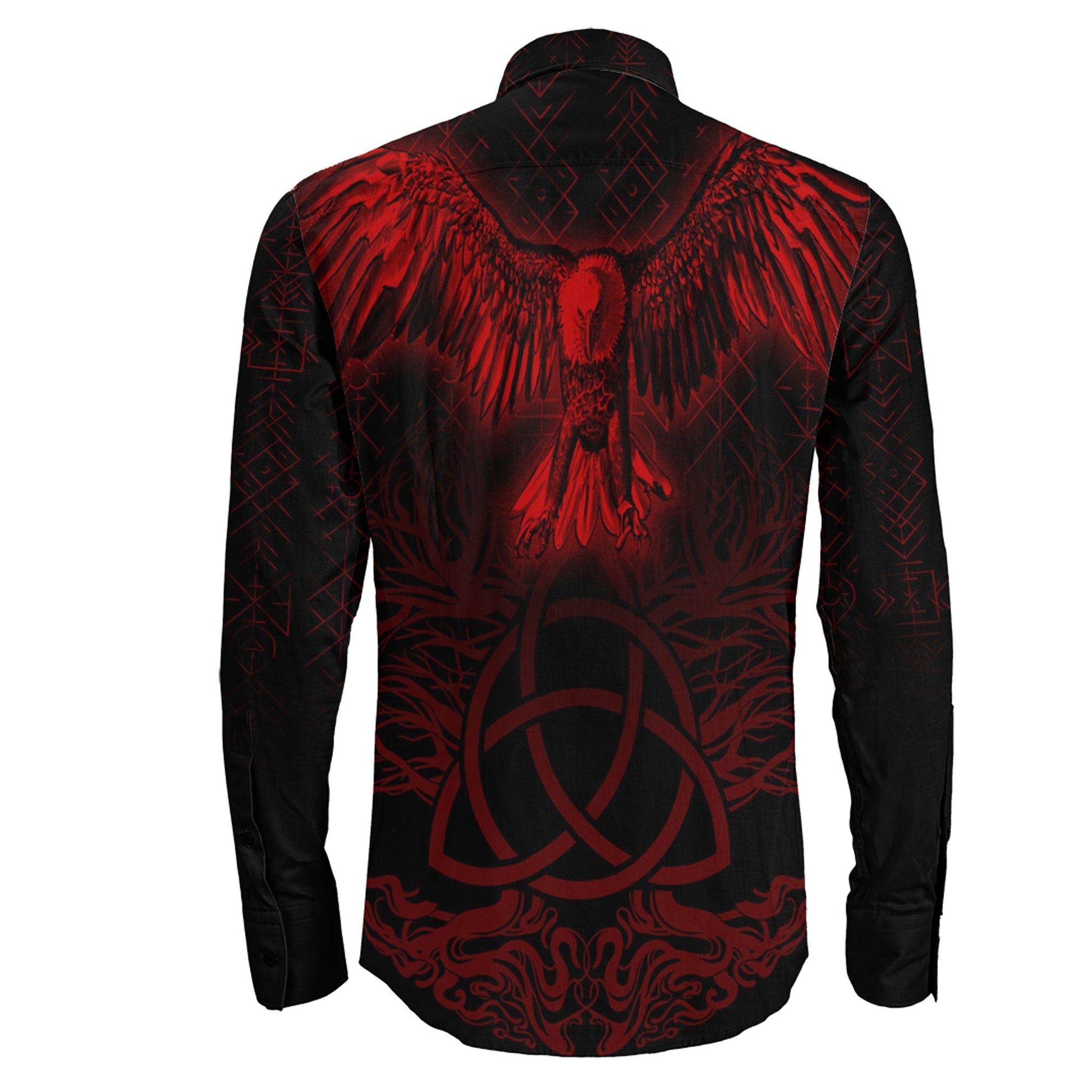 Raven Tree Cletic Red Long Sleeve Button Shirt