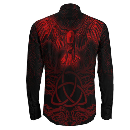Raven Tree Cletic Red Long Sleeve Button Shirt