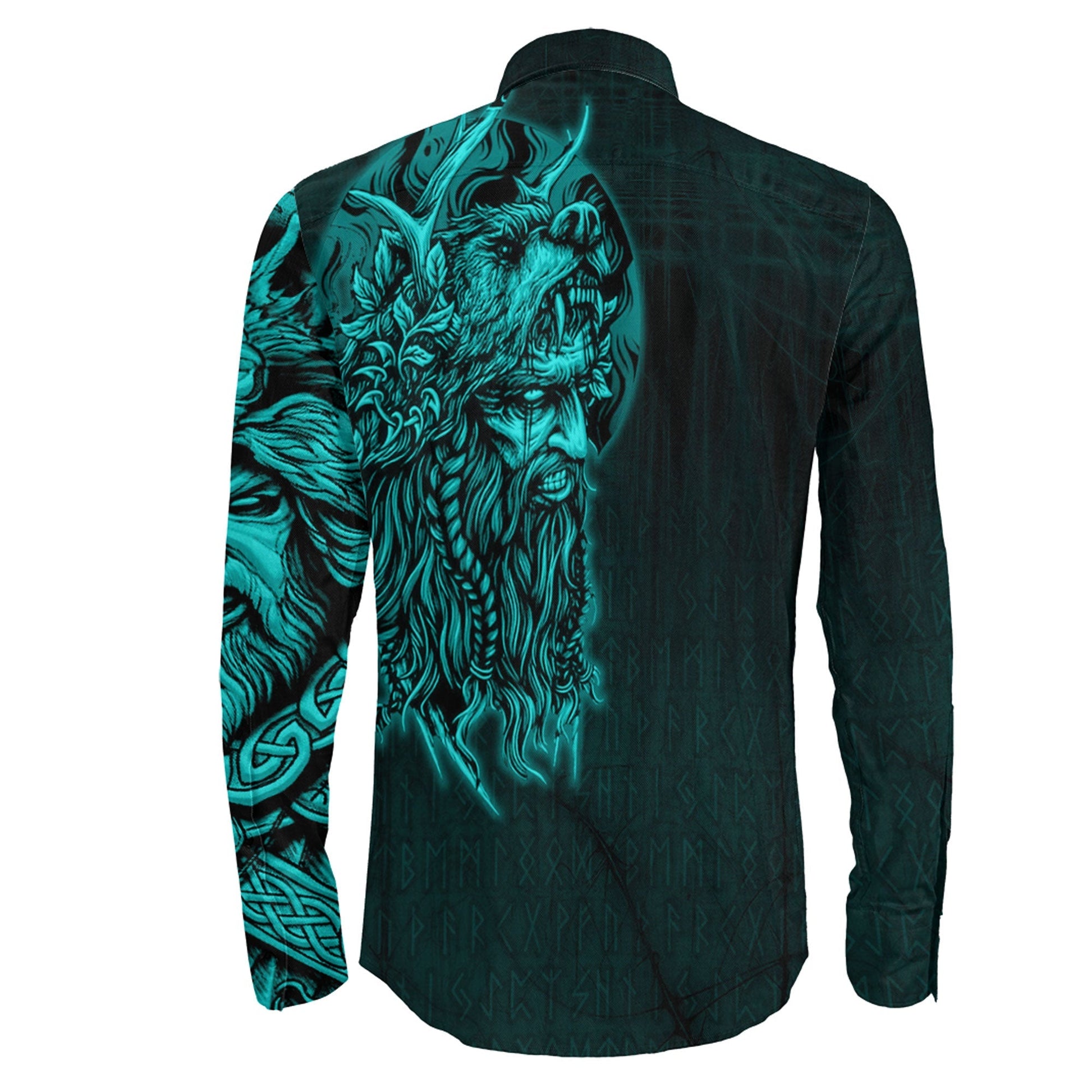 Odin Circle Turquoise Long Sleeve Button Shirt