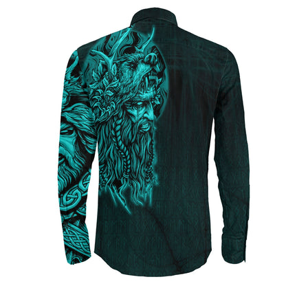 Odin Circle Turquoise Long Sleeve Button Shirt