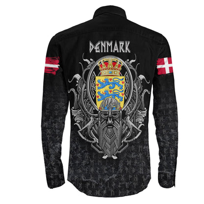 Denmark Raven Odin Viking Country Long Sleeve Button Shirt