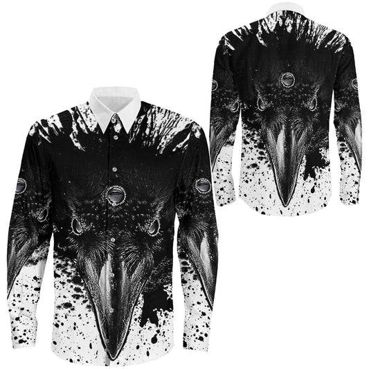 Raven Brush Style Long Sleeve Button Shirt
