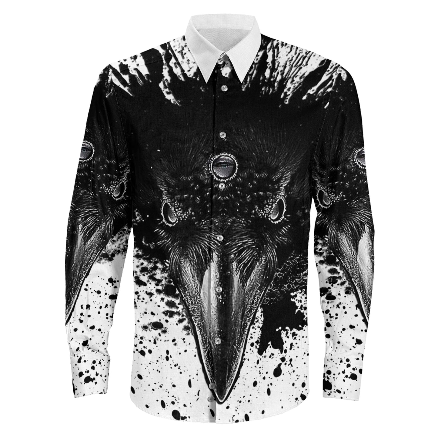 Raven Brush Style Long Sleeve Button Shirt