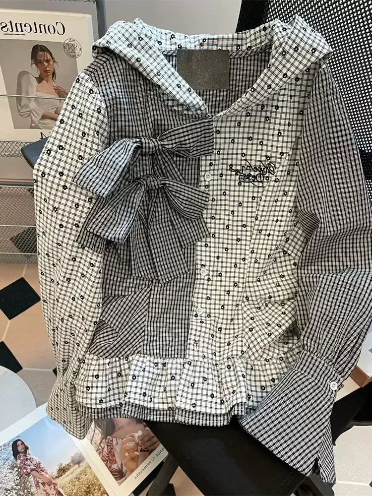 Women’s Grey Mesh Hooded Long-Sleeve Top – Y2K American High Street 2000s Retro College Fashion Shirt