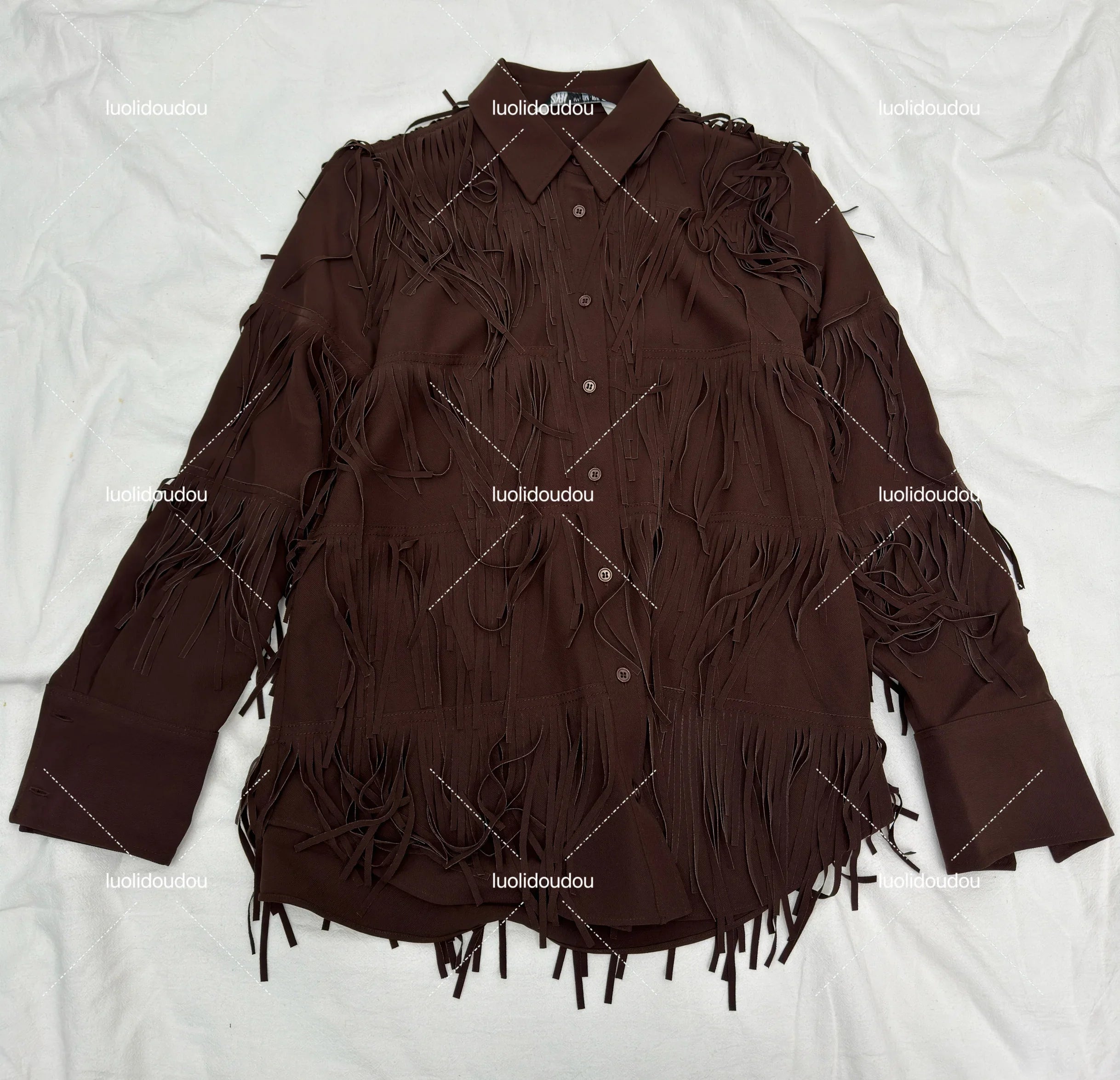 Women’s Maxi Fringe Long-Sleeve Lapel Shirt – Style 4786/300