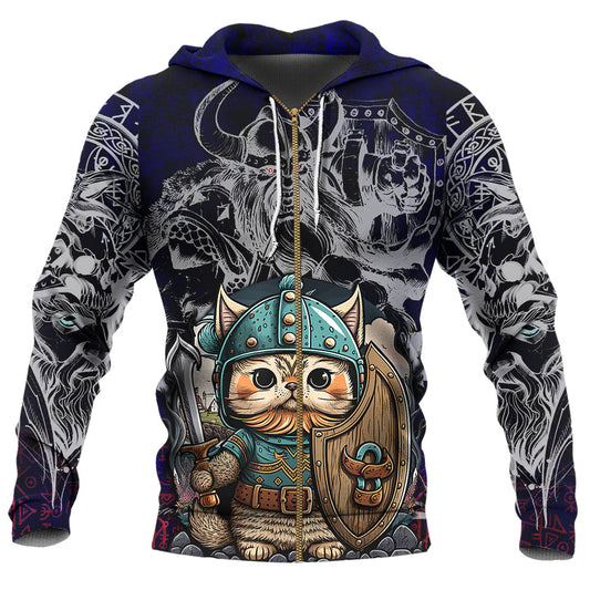 Viking Cat Warrior Vegvisir