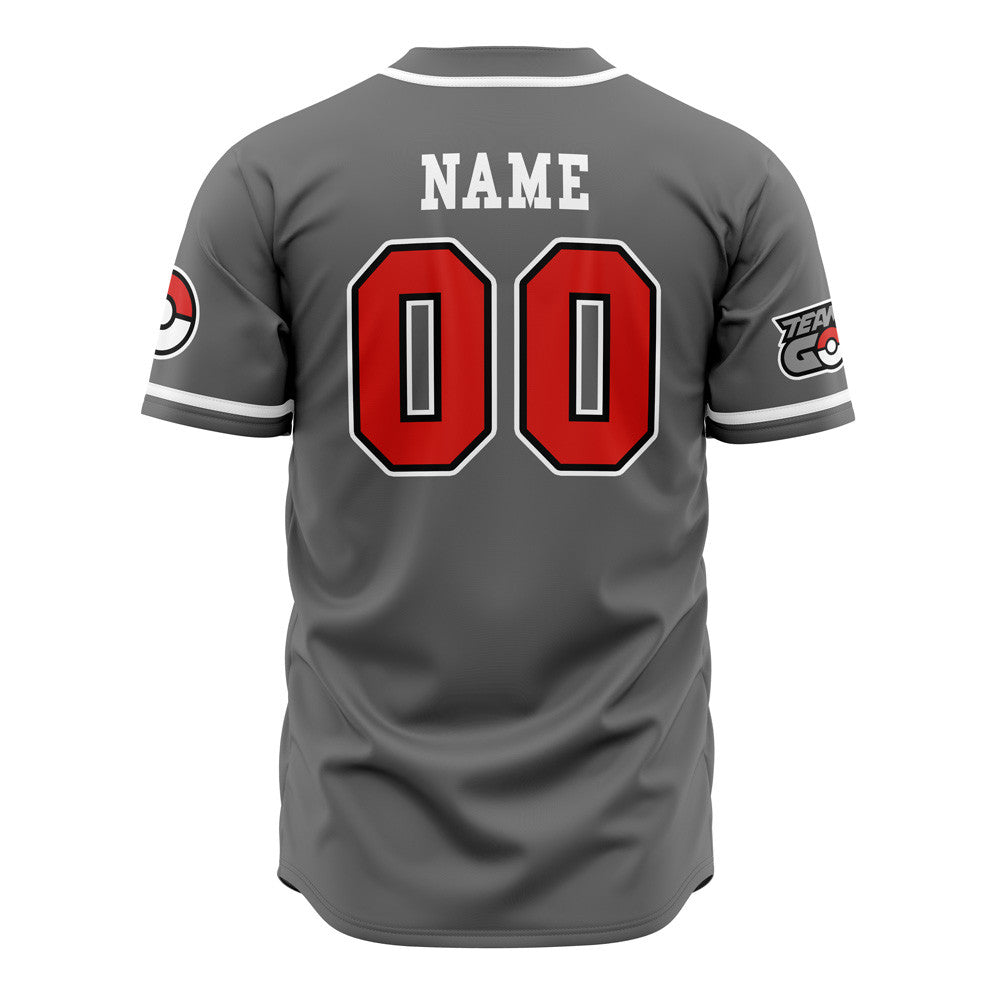 Personalized Team Rocket Grunt Gray Pokemon Baseball Jersey