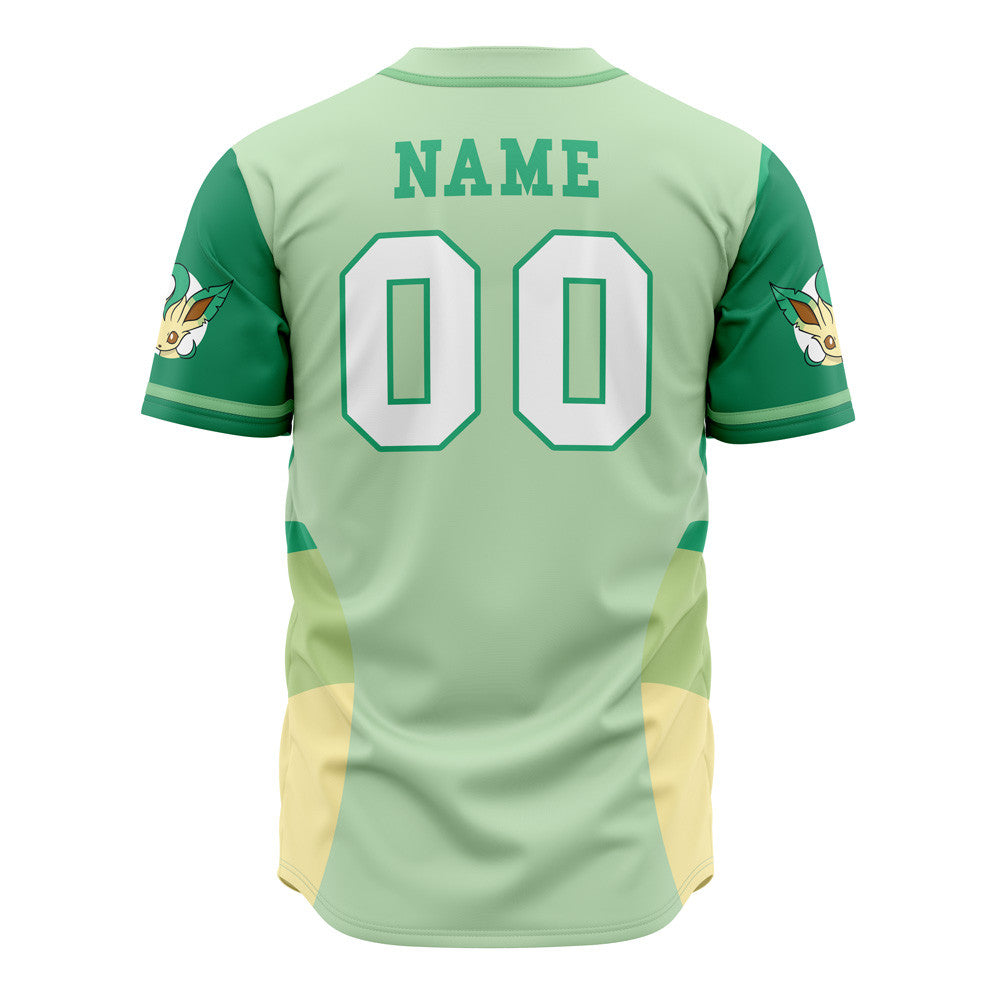 Personalized Leafeon Eeveelution Pokemon Baseball Jersey