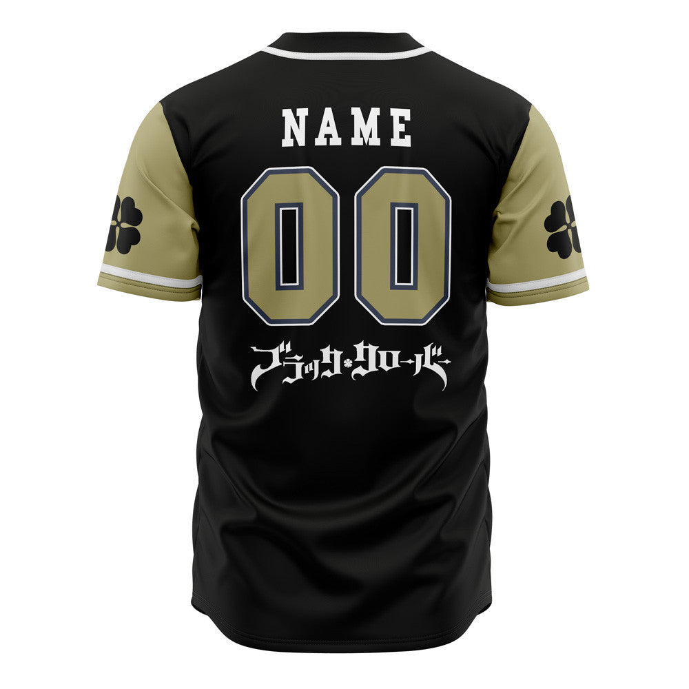 Personalized Black Bulls Black Clover Baseball Jersey