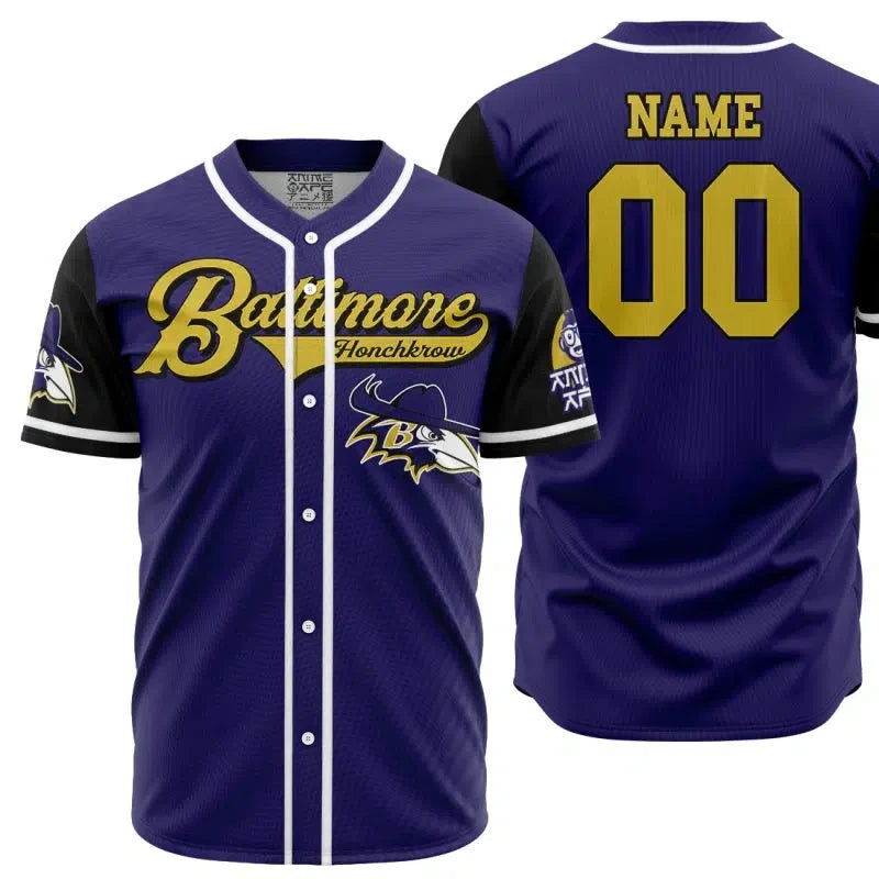 Personalized Baltimore Honchkrow Pokemon Baseball Jersey
