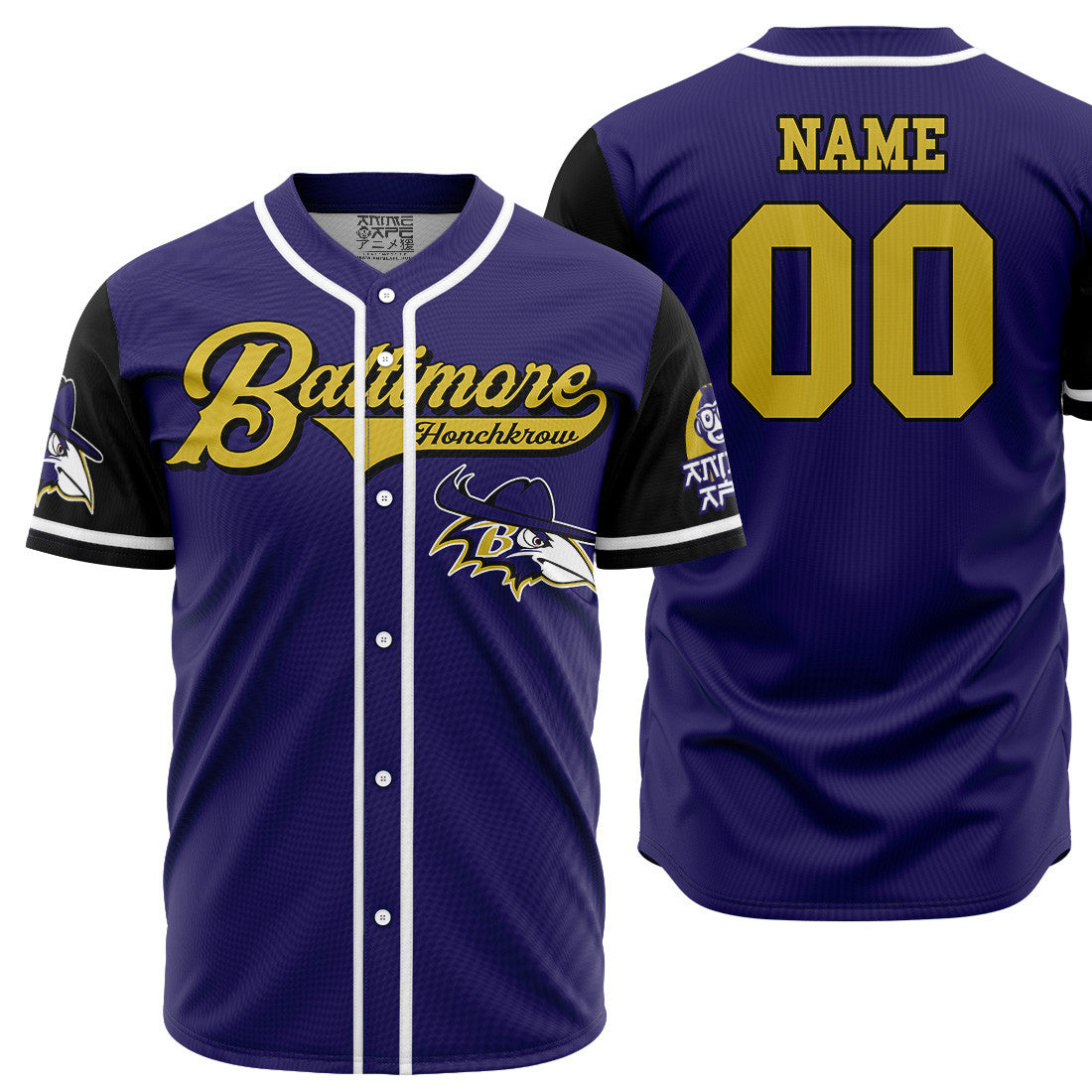 Personalized Baltimore Honchkrow Pokemon Baseball Jersey