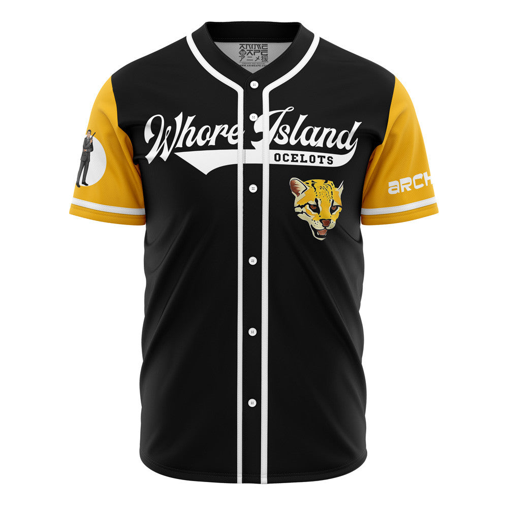 Personalized Whore Island Ocelots Archer V2 Baseball Jersey