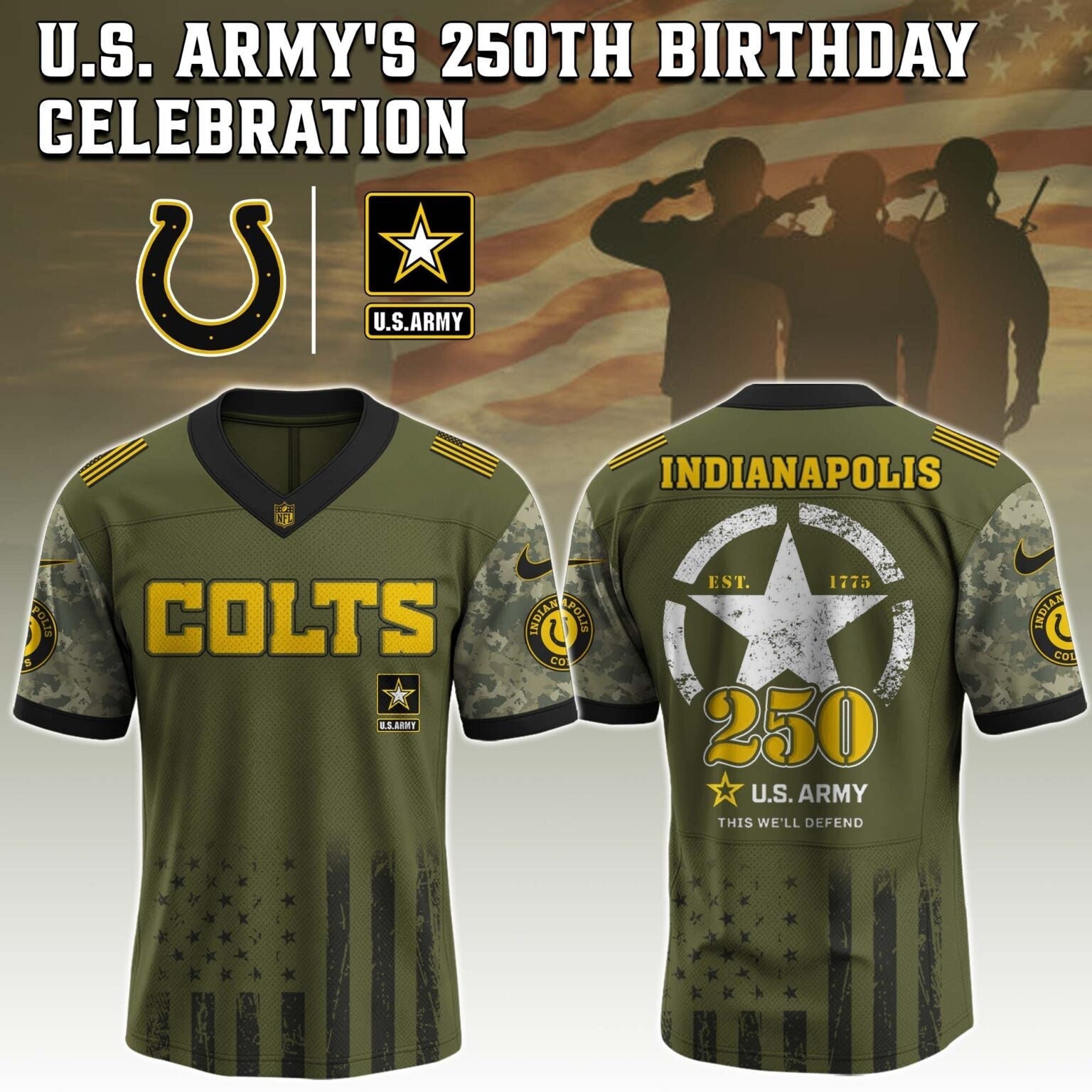 Indianapolis Colts NFL x U.S. ARMY'S 250TH Birthday Special Edition Jersey