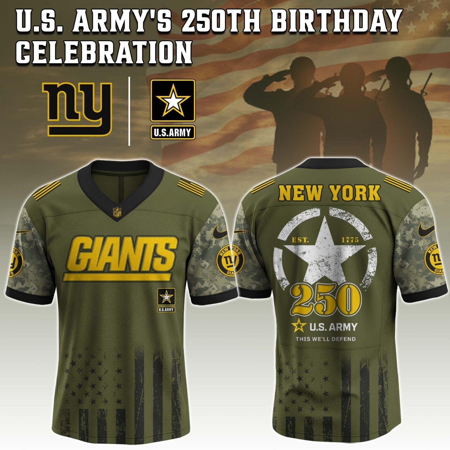 New York Giants NFL x U.S. ARMY'S 250TH Birthday Special Edition Jersey