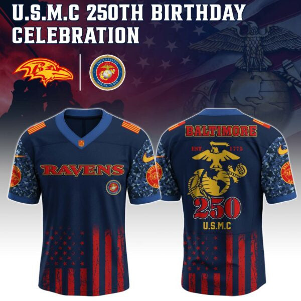 Baltimore Ravens NFL x U.S.M.C 250TH Birthday Special Edition Jersey