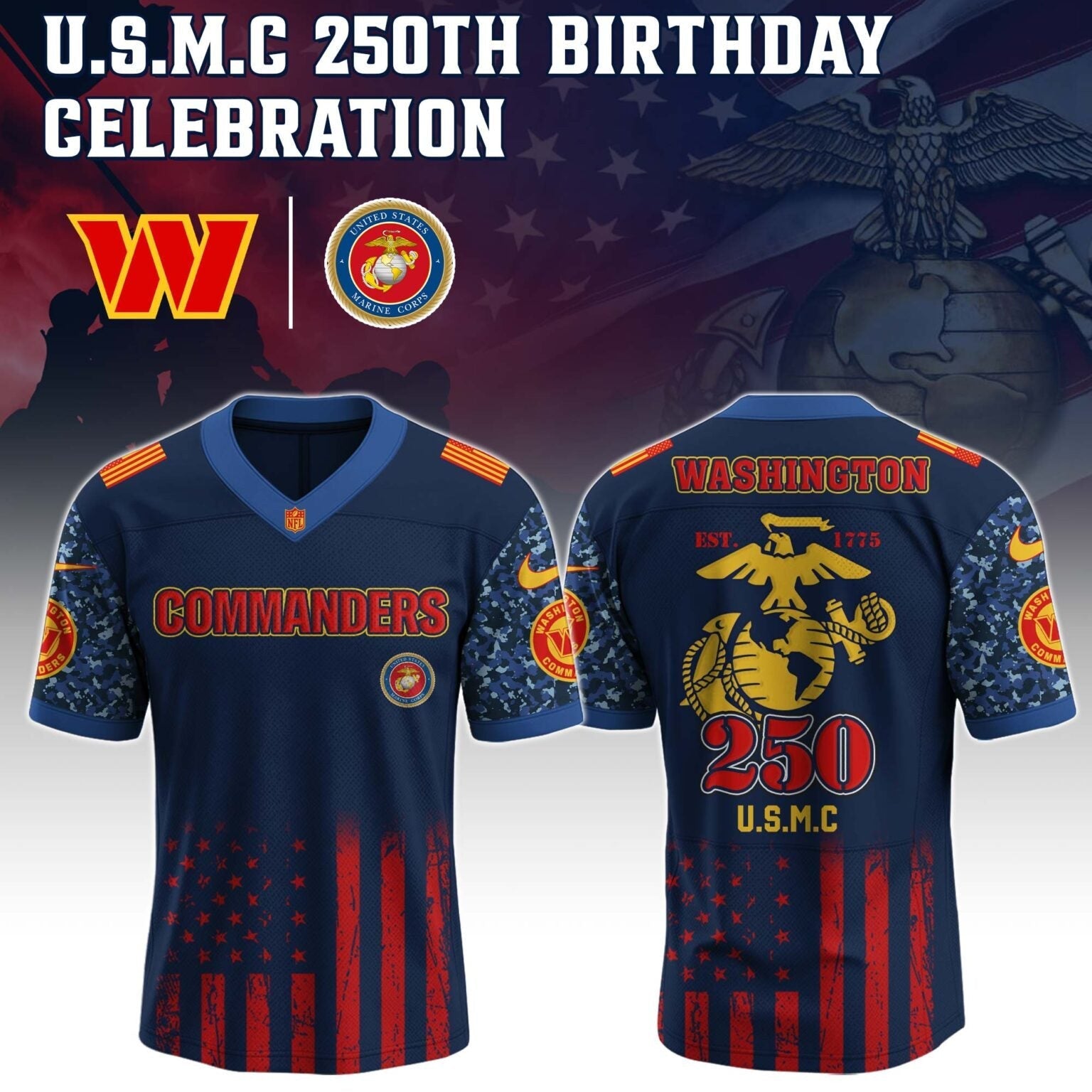 Washington Commanders NFL x U.S.M.C 250TH Birthday Special Edition Jersey