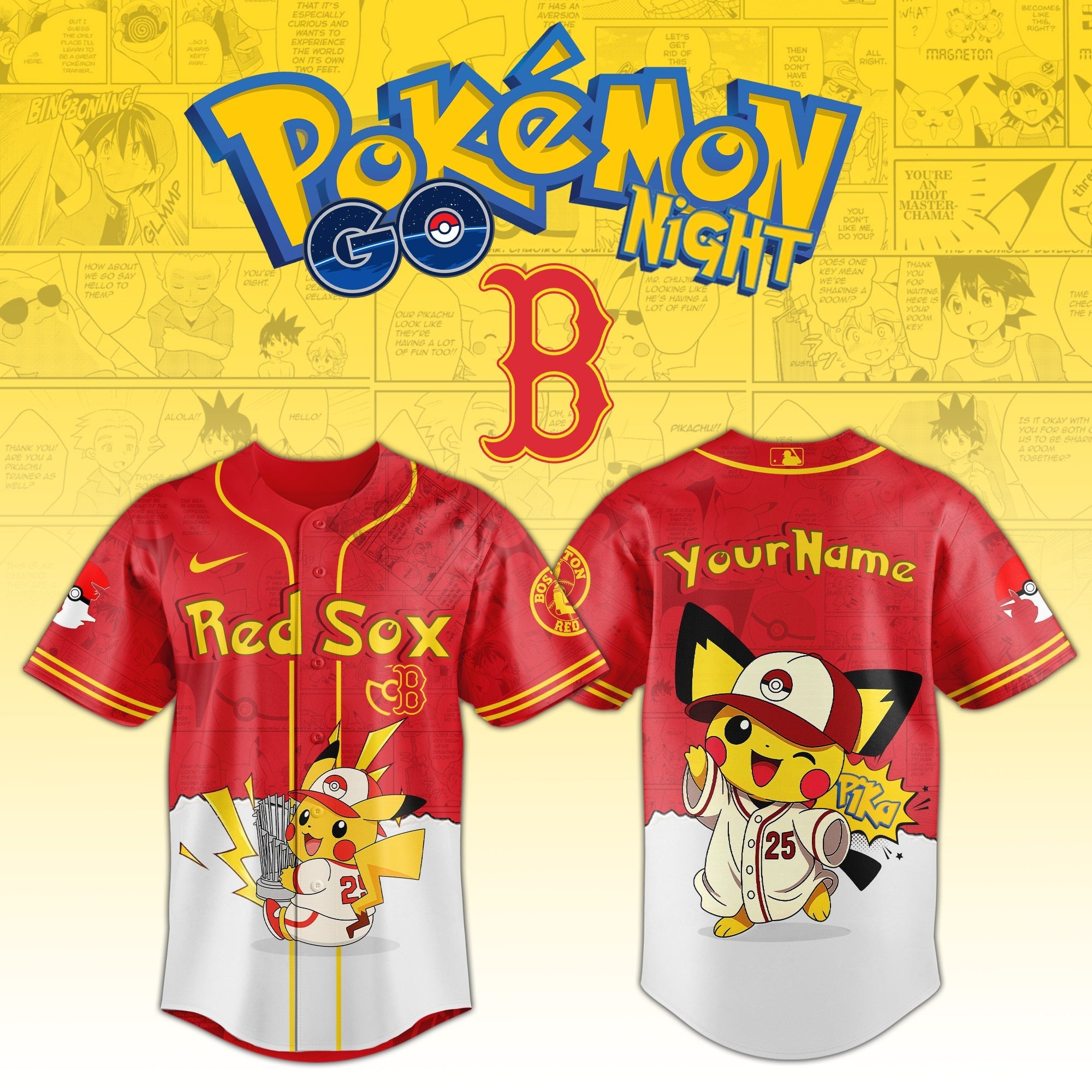 Boston Red Sox V2 × Pokémon GO Night 2025 Limited Edition Jersey