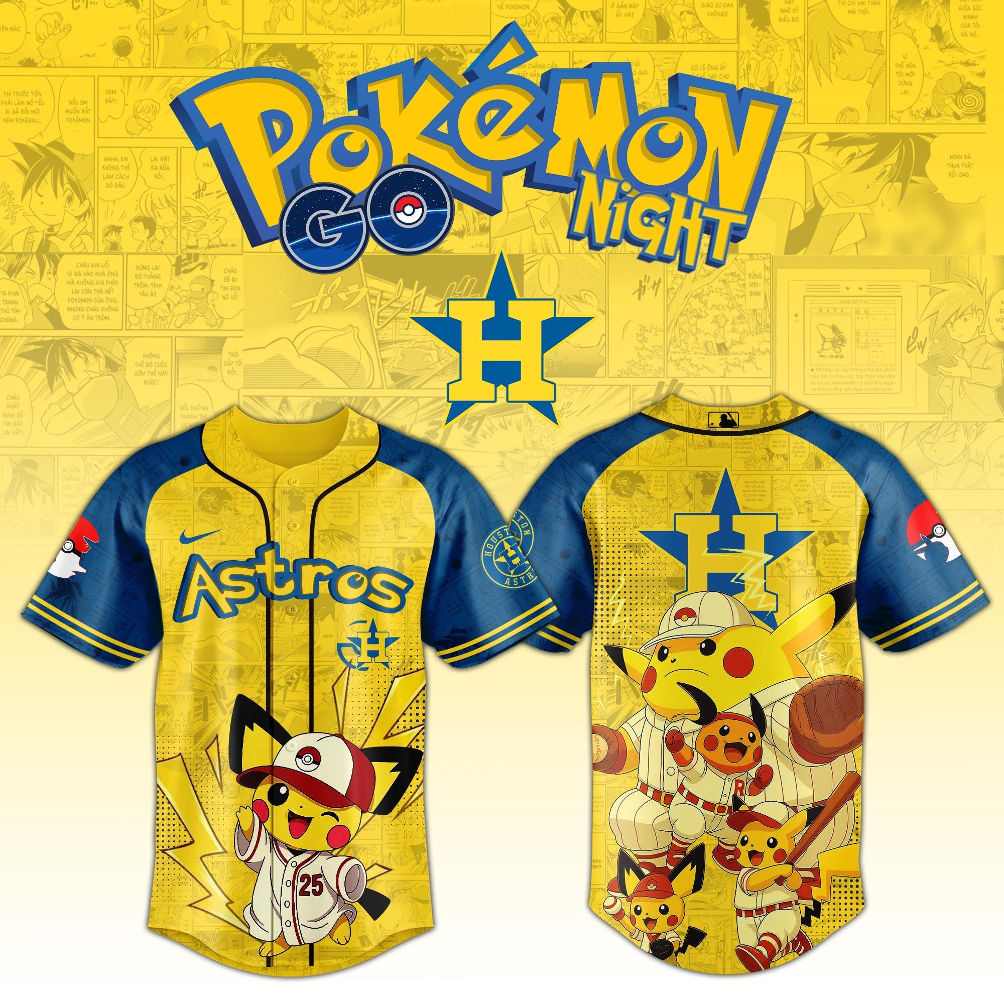 Houston Astros MLB × Pokémon GO Night 2025 Limited Edition Jersey