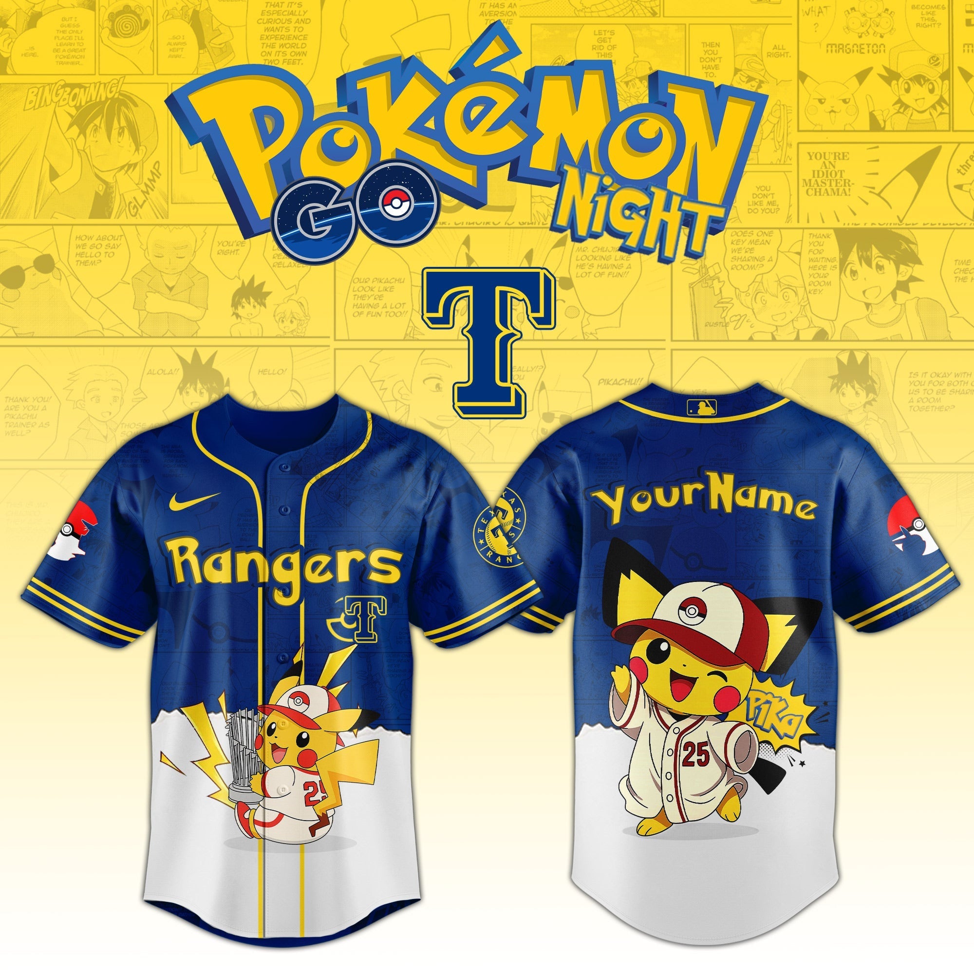 Texas Rangers V2 × Pokémon GO Night 2025 Limited Edition Jersey
