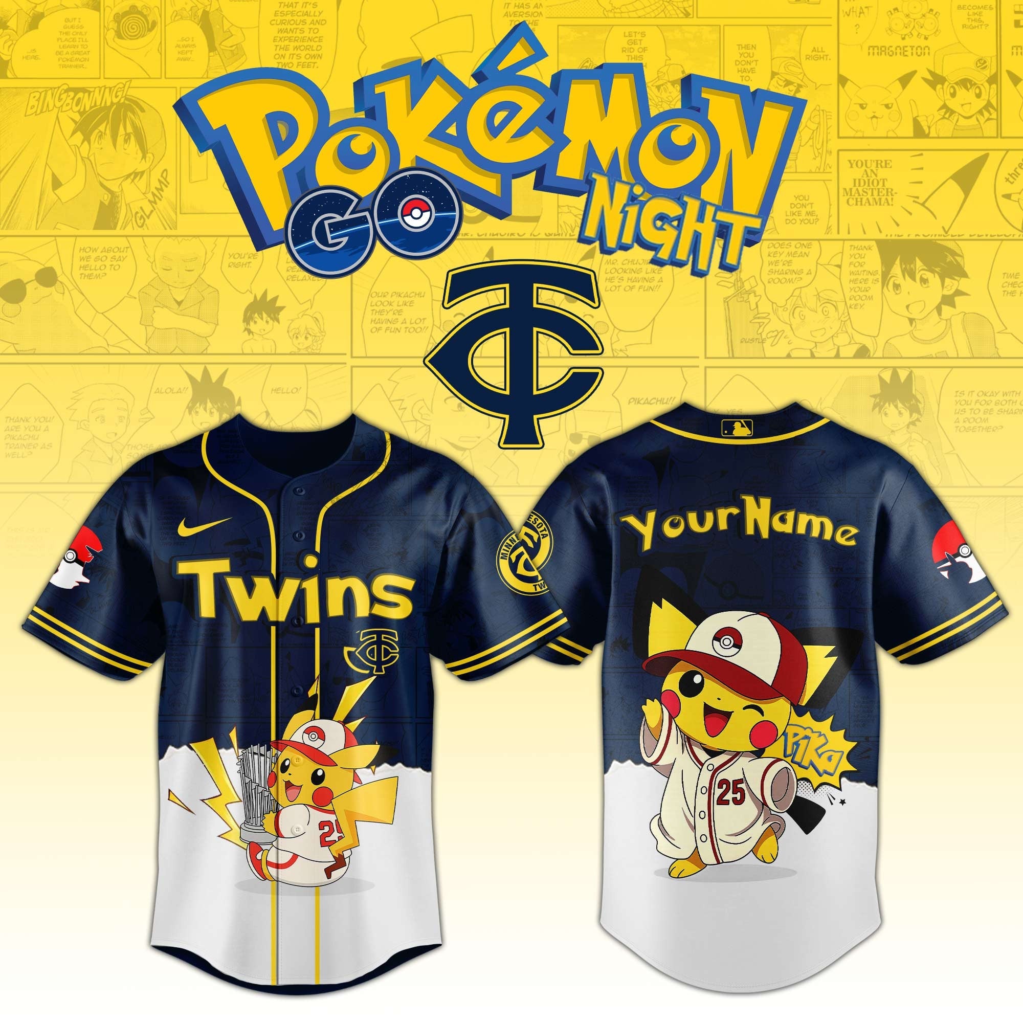 Minnesota Twins V2 × Pokémon GO Night 2025 Limited Edition Jersey