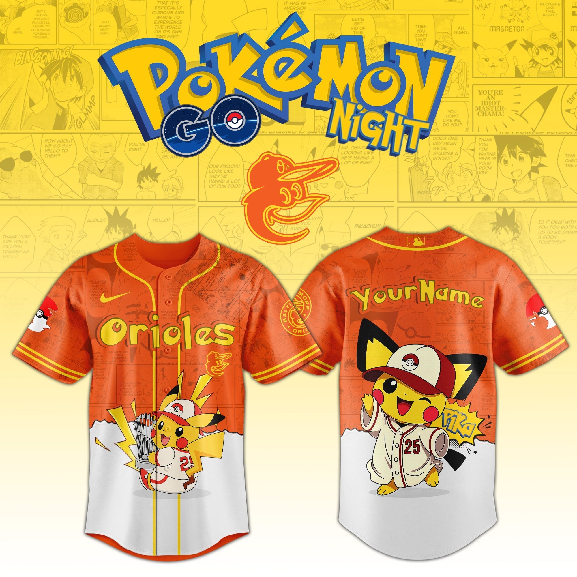 Baltimore Orioles V2 × Pokémon GO Night 2025 Limited Edition Jersey