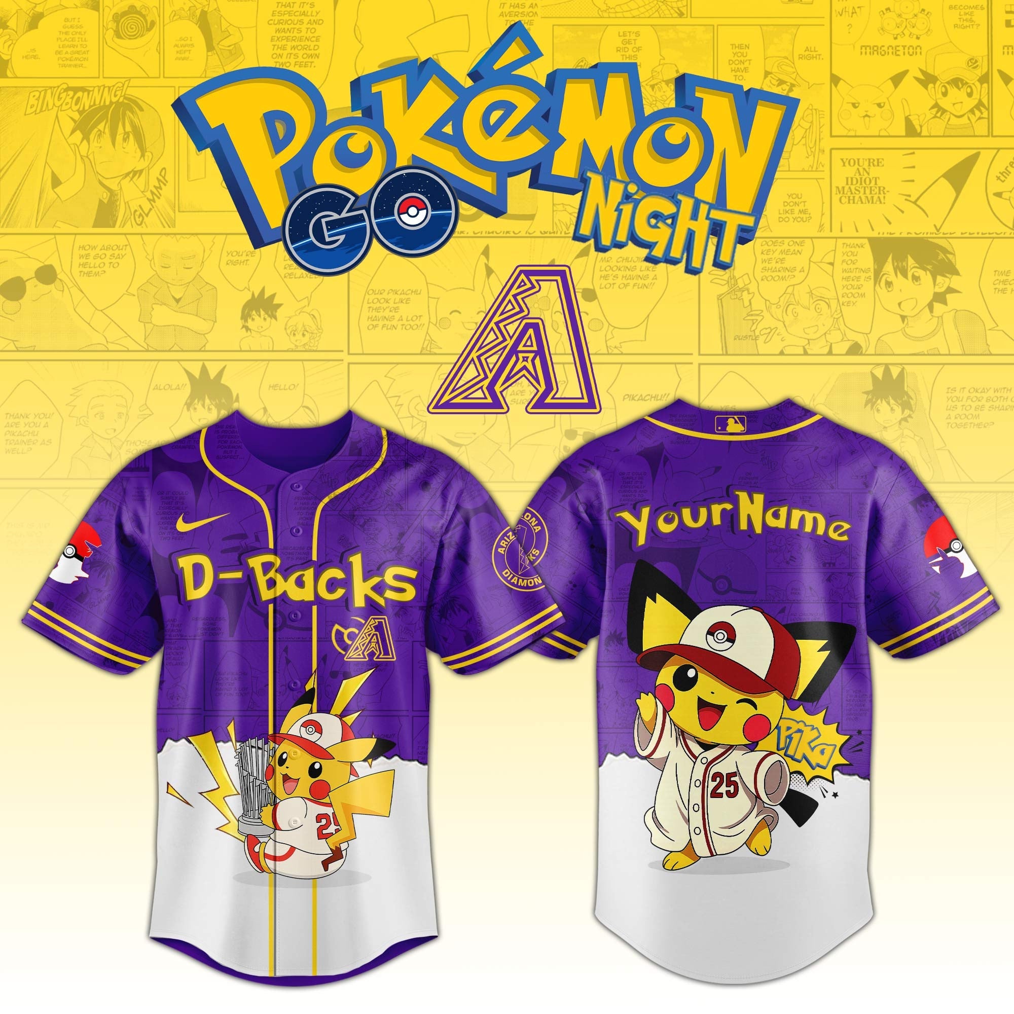 Arizona Diamondbacks V2 × Pokémon GO Night 2025 Limited Edition Jersey
