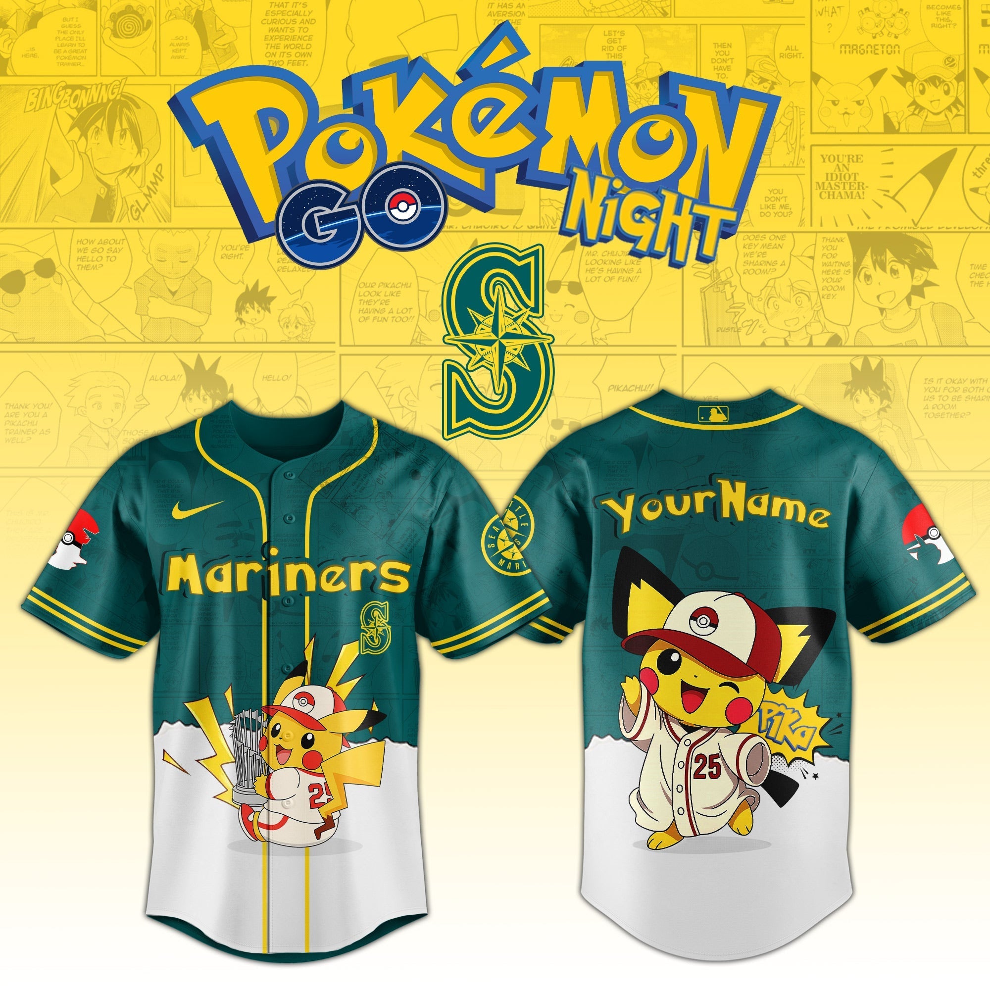 Seattle Mariners V2 × Pokémon GO Night 2025 Limited Edition Jersey