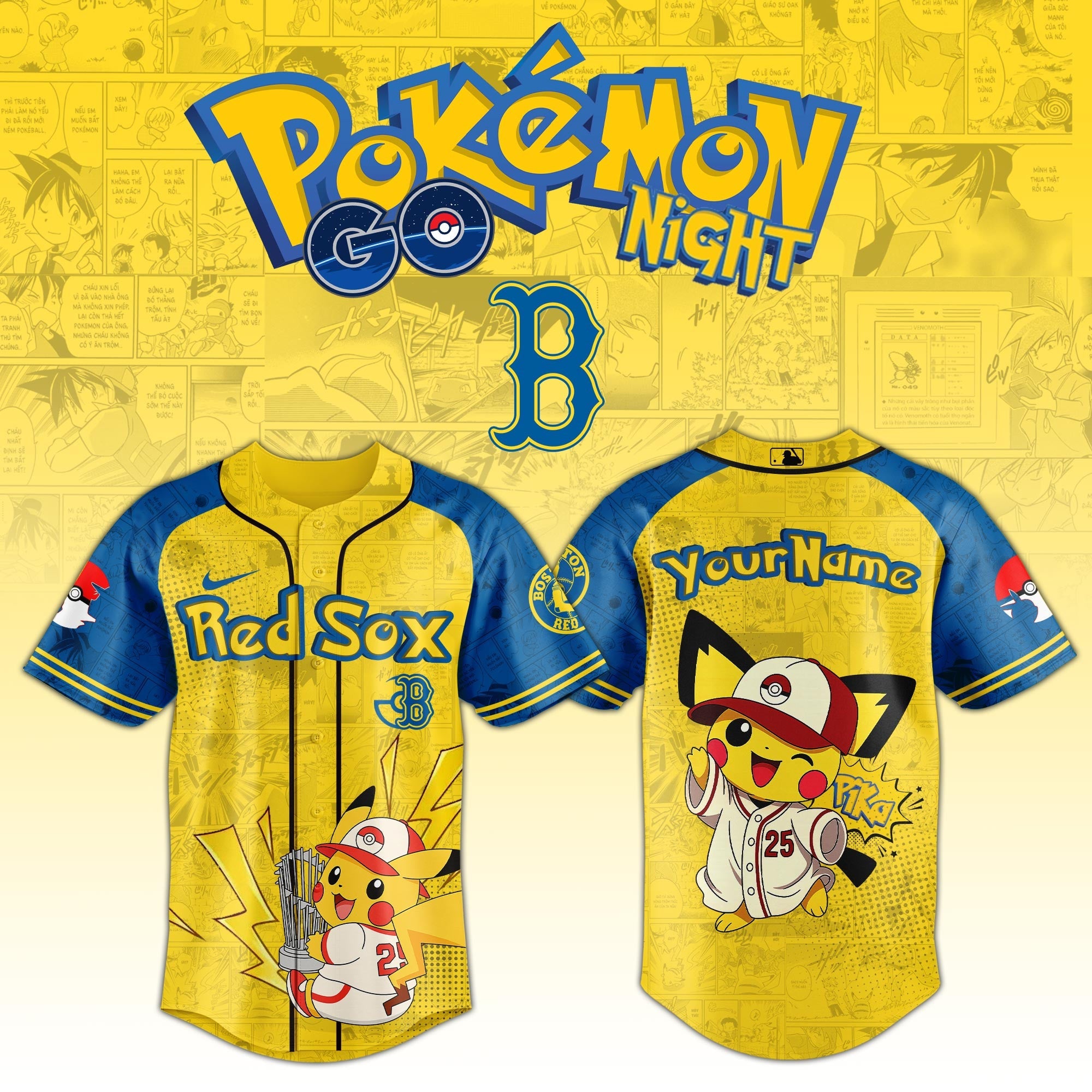 Boston Red Sox × Pokémon GO Night 2025 Limited Edition Jersey