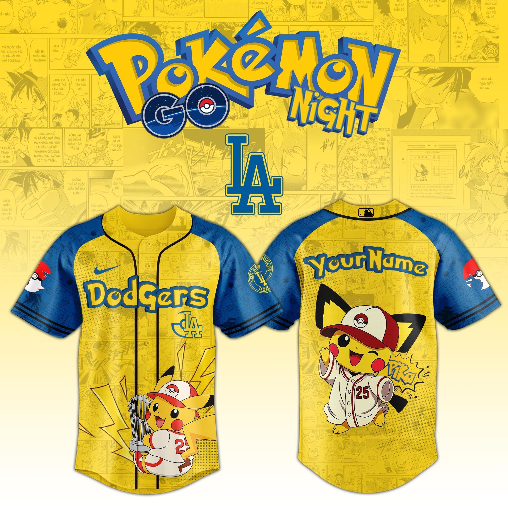 Los Angeles Dodgers MLB × Pokémon GO Night 2025 Limited Edition Jersey