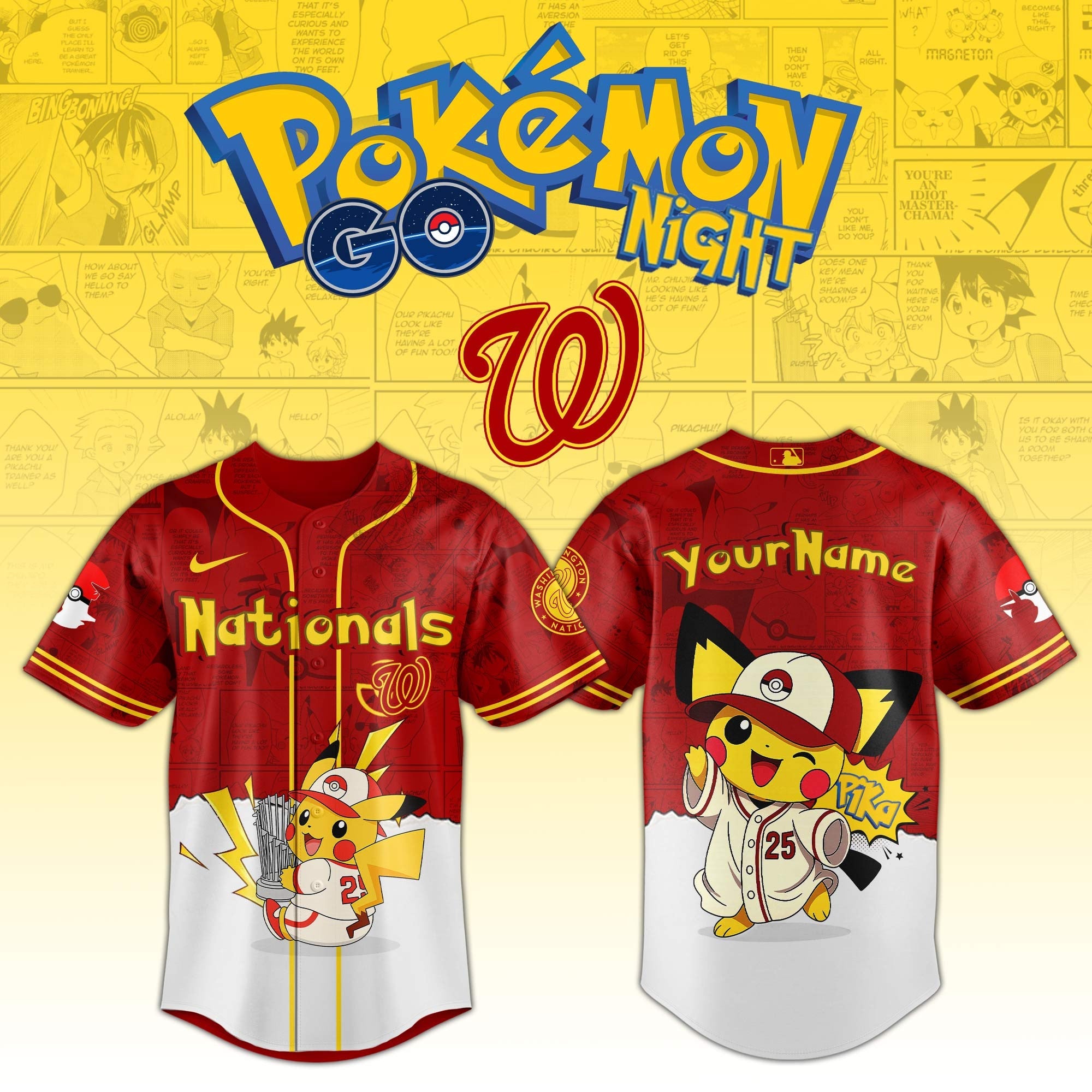 Washington Nationals V2 × Pokémon GO Night 2025 Limited Edition Jersey