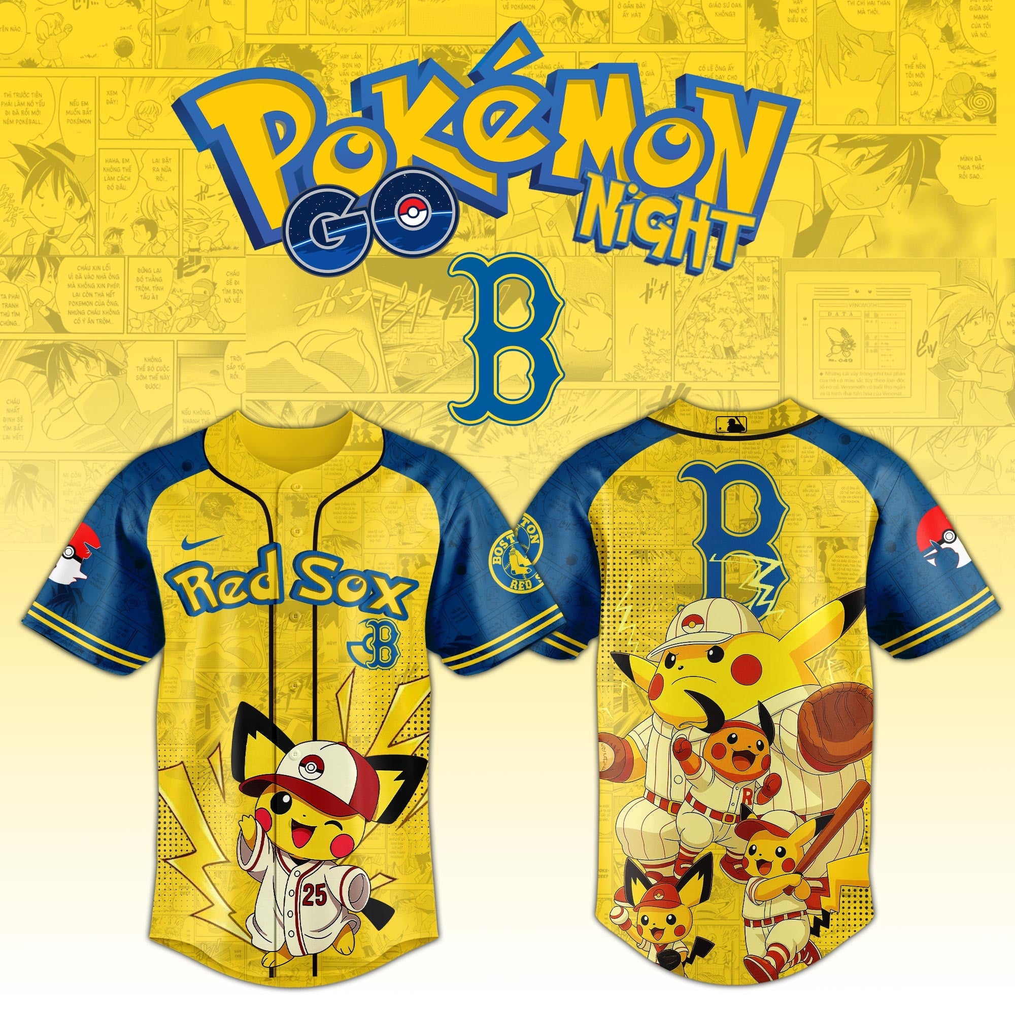 Boston Red Sox MLB × Pokémon GO Night 2025 Limited Edition Jersey