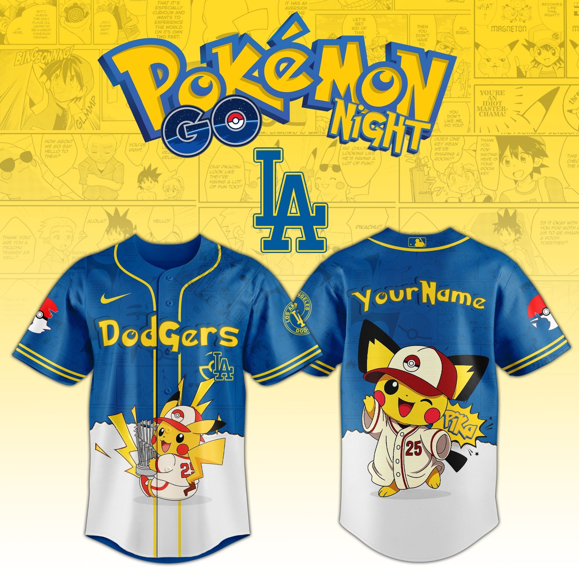 Los Angeles Dodgers V2 × Pokémon GO Night 2025 Limited Edition Jersey