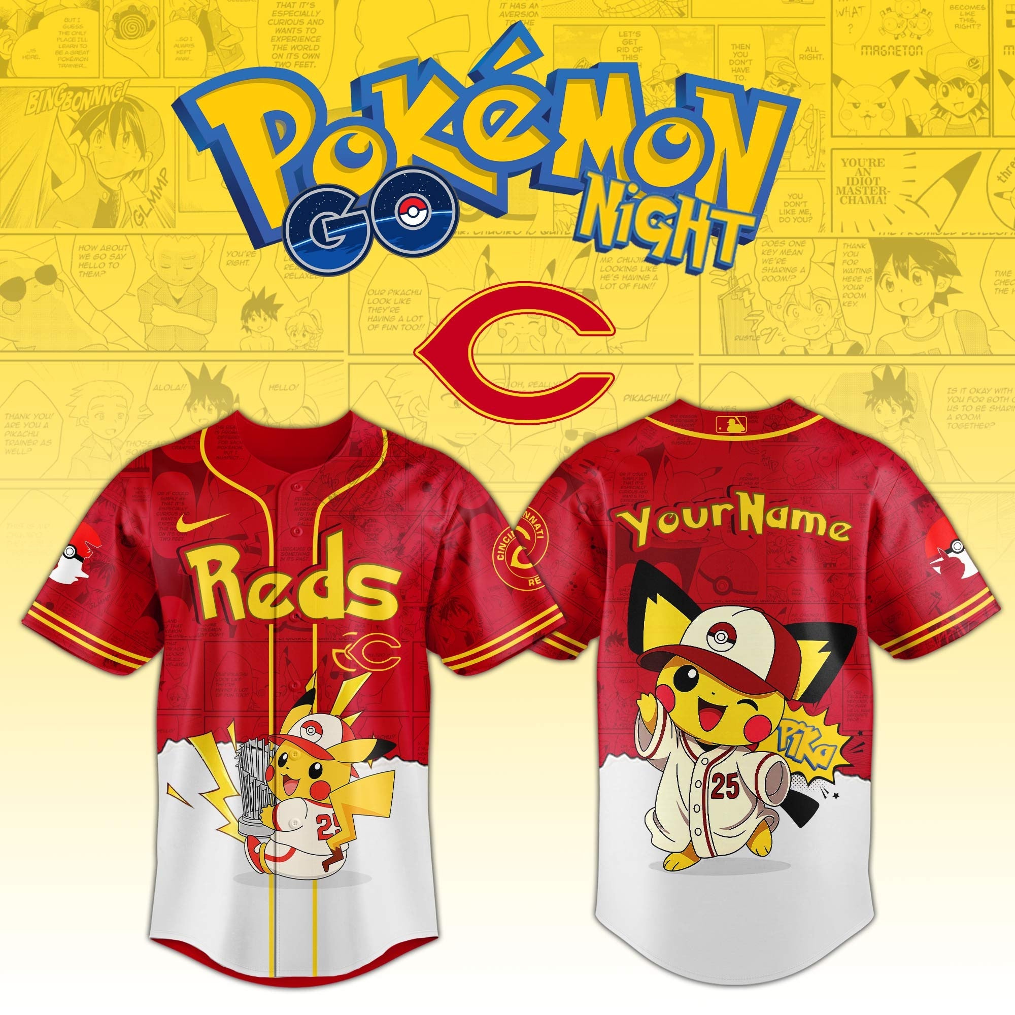 Cincinnati Reds V2 × Pokémon GO Night 2025 Limited Edition Jersey