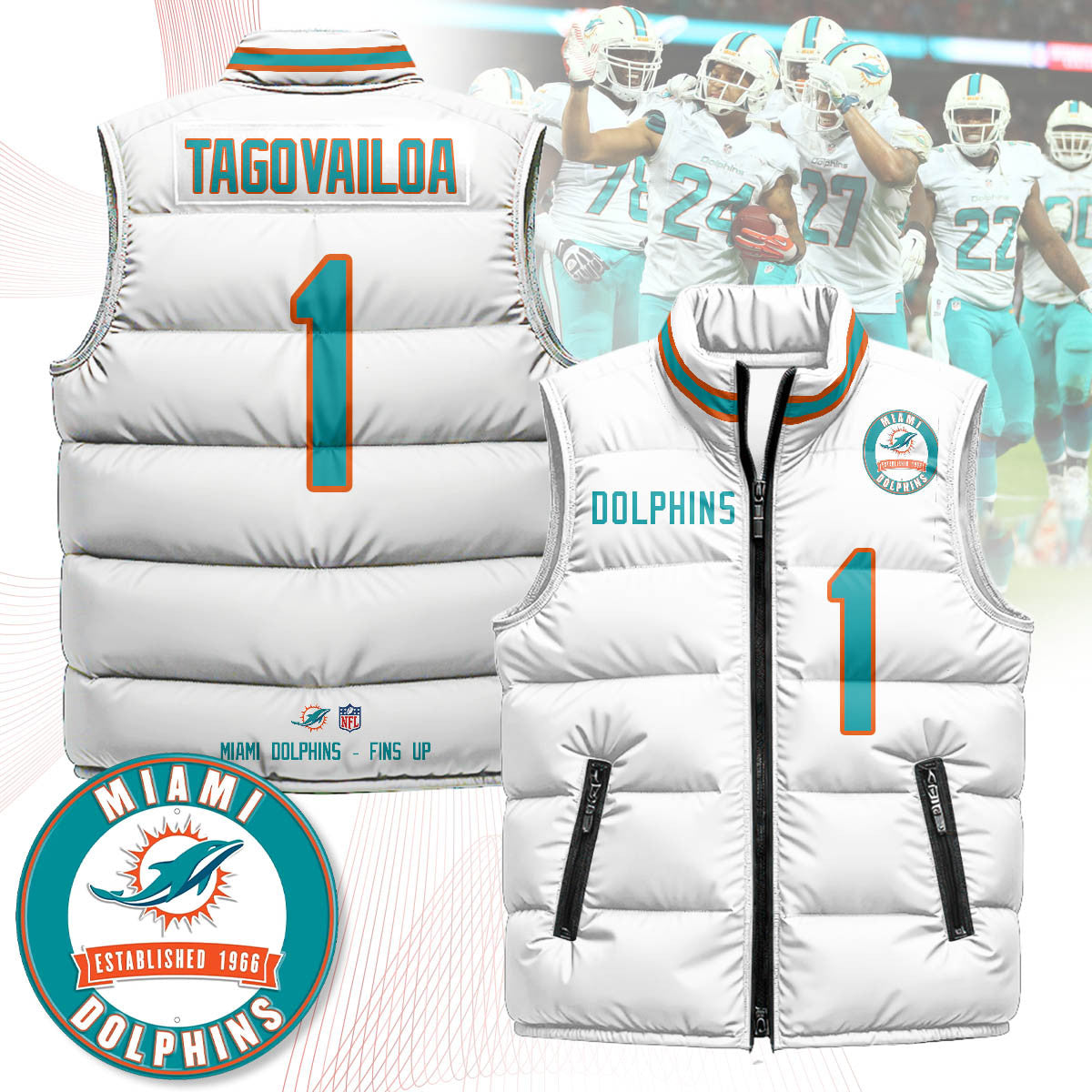 Miami Dolphins Unisex Puffer Vest